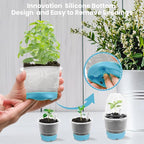 Sckee Clear Nursery Pots for Plants, 30 Packs Plastic Seed Starting Pots with Drainage Holes Plant Nursery Pots Silicone Base (Blue, 4 inch with lids)