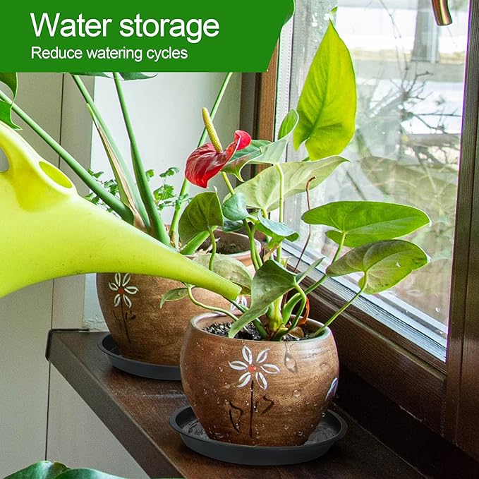 PeoMev 6 8 10 Inch Plant Saucer - 12 Pack Round Plant Tray Plastic Plant Drip Trays for Indoor Outdoor Garden Plants, Collects Flower Pot Drainage and Excess Water