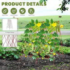 Cucumber Trellis 2 Pack, Foldable A-Frame Garden Trellis for Raised Bed Garden Grow Support with Plant Support Clips, Twist Ties, Plastic Ties, for Cucumber,Tomato, Climbing Plants and Flowers