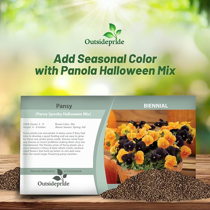 Outsidepride Panola Halloween Mix Viola Pansy Seeds for Planting - 50 Pcs. Biennial, Cold-Hardy & Pollinator Friendly Flowers with Fragrant Blooms for Garden Beds, Borders & Container Displays