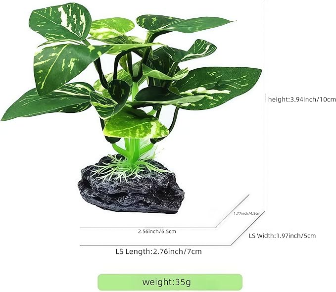 JGbaby Artificial Aquarium Plants,Fish Tank Decorations Betta Leaf Hammock 4in Realistic Silk & Plastic Plants, Hideout Decor for Betta. Goldfish,Reptiles,Small Tanks (Green Type-D)