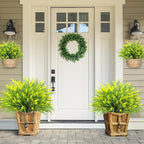 Sggvecsy 24 Bundles Artificial Plants Outdoor Faux Lavender Flowers Fake Monkey Grass UV Resistant Plastic Greenery Plants for Garden Home Porch Window Patio Hanging Planter Indoor Decor (Yellow)
