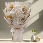 Bonsion Preserved Flowers Gifts for Women, Flower for Delivery, White Roses Gifts fo Her, Preserved Roses Bouquets, Birthday Gifts for Grandma, Mothers Day Flowers for Wife