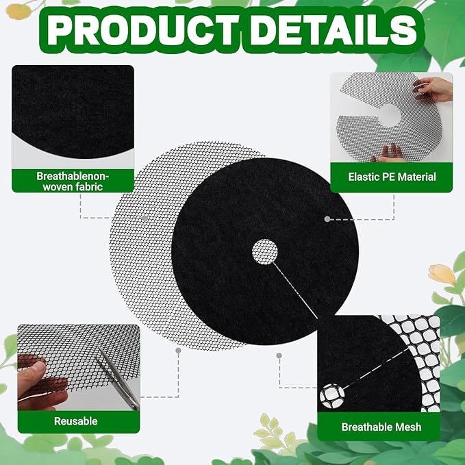 6-Pack Plant Pot Grids- 11.8 Inch Cuttable Mesh Flower Plant Pot Soil Covers -Protectors from Animals - Plant Protector Ring for Indoor Outdoor Garden Plant Landscaping