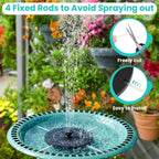 3.5W Solar Water Fountain, Upgraded Version Solar Fountain for Bird Bath, with 6 Nozzles & Fixed Pipes, Silent Floating Solar Water Pump for Bird Baths, Gardens, Ponds, Fish Tank, Outdoor