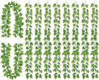 8Pcs Artificial Tropical Leaves Garland, 5.9FT Fake Monstera Leaves Vines Hanging Plant Ivy Faux Palm Leaf Greenery Garland for Garden Porch Patio Jungle Beach Birthday Party Indoor Outdoor