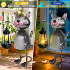 Garden Decor Cat Solar Statues,Unique Garden Statues Cat with Solar Lantern Waterproof, Birthday Gifts for Women Mom Grandma, Front Patio Balcony Yard Art Lawn Ornaments Porch Outdoor Decoration
