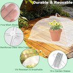 4 Packs Mesh Plant Cover with 16 Ground Stakes, Pop-up Mesh Plant Cover for Outdoor, Reusable Mesh Plant Protector for Vegetables Seedlings and Herbs, Strawberry Plant Protector(17 x 17 Inch)