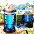Solar Bug Zapper Outdoor, Powerful 4200V Electric Mosquito Zapper with Upgraded Mosquito Attraction Light, Auto On/Off, IPX6 Waterproof Insect Zapper for Patio, Garden & Camping