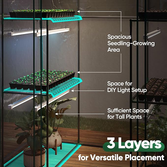Quictent Essential Walk-in Greenhouse for Outdoors, 56x29x77 inch Portable 3-Tier 4-Shelf Garden Hot House Kit with Plastic Cover for Winter Seed Starting Plant Protection Backyard Patio, Clear