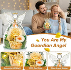 Preserved Rose in Glass Angel Figurine, Mothers Day Gifts for Mom/Wife/Grandma, Forever Flowers Rose Anniversary, Graduation or Birthday Gifts for Women Her