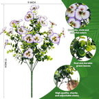 17 Inch Artificial Faux Pansy Flowers for Outdoor,Fake Pansies Flowers with Eucalyptus Leaves Fake Plants Greenery Boxwood Porch Patio Decor 6 Bundles(Light Purple,Pink,Light Purple White)