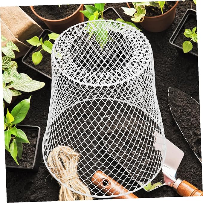 4pcs Iron Wire Plant Protective Cage Mesh Covers for Garden Flowerpots Reusable Plant Protectors with Ventilated Design Suitable for Outdoor Vegetables and Seedlings