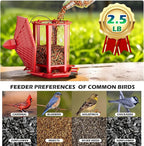 Birdream 2 Pack Bird Feeders for Outdoor Hanging, Retro Pagoda Design Fun Installation Bird Feeder, Attracting Wild Birds Chickadees Goldfinches Cardinals Finches and Sparrows - Red