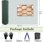33Ft x 16In Plant Protectors from Animals, Heavy-Gauge Plant Cages for Outdoor Plants with Ties,Pliers,Stakes, Rabbit Plant Cage, Wire Plant Protector,Chicken Wire Fencing Mesh (33Ft x 16In)