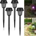 Qualirey 4 Pcs Solar Bug Zapper Waterproof Mosquito Killer Solar Light Power Repellent Lamp for Moth, Gnat, Fly, Small Flying Insect Indoor Outdoor Garden Patio, Purple & White (Plastic, Black)