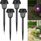Qualirey 4 Pcs Solar Bug Zapper Waterproof Mosquito Killer Solar Light Power Repellent Lamp for Moth, Gnat, Fly, Small Flying Insect Indoor Outdoor Garden Patio, Purple & White (Plastic, Black)