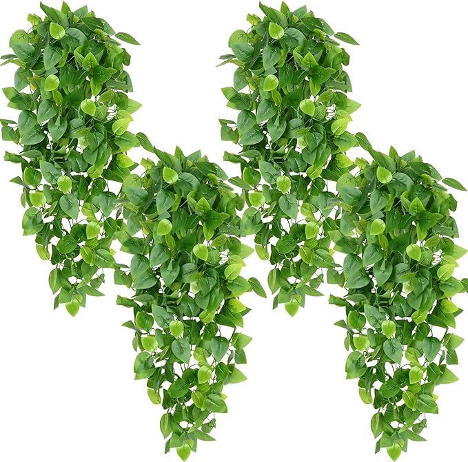 Waipfaru Fake Hanging Plants, 8pcs Artificial Hanging Plant, Faux Ivy Pothos Vines Greenery for Wall Home Bedroom Living Room Aesthetic Kitchen Office Aesthetic Kitchen Indoor Outdoor Decor