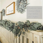 Ouddy Decor 2 Pack Eucalyptus Garland Total 13.1 Ft Lush Silver Dollar Leaves Boxwood Artificial Faux Greenery Vines for Baby Shower Wedding Party Table Runner Room Home Mantle Decor