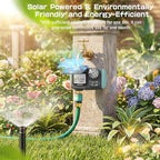 Solar Power Sprinkler Timer with Brass Inlet, CyberOrd Programmable Water Timer for Garden Hose, Hose Timers with Rain Delay/Manual/Automatic Watering System, Digital Irrigation for Yard, Lawn, Garden