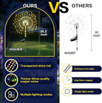 2 Pack 250LED Solar Garden Lights Outdoor, Dual Lighting Modes Firework Lights Solar Powered, Waterproof Twinkle Fairy Light Outside for Yard Patio Pathway Christmas Party Decorative（Warm White）
