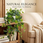 Waipfaru Fake Plants Artificial Plants Indoor, 2Pcs 34" Realistic Artificial Hanging Fake Pothos Vines Ivy Potted, Faux Pothos for Living Room Office Bedroom Bathroom Kitchen Shelves Indoor Home Decor