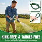 Garden Hose 100 ft NON-EXPANDABLE Water Hose, Flexible & Lightweight Kink Resistant Hybrid Hose, Leak-Proof Heavy Duty, Super Durable Fabric with 3/4" Solid Brass Connectors