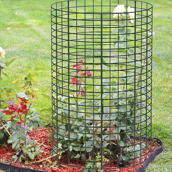 18 Pcs 24'' x 12'' Large Wire Plant Protector from Animals, 6 Pack Metal Plant Cage Chicken Wire Cloche with Ground Stakes and Nylon Tie to Keep Animals Out, Garden Protection Bunny Barricade