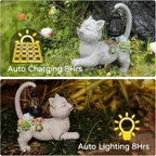 WENYLE Solar Garden Outdoor Statues,Cat Garden Statue with Succulent Solar Lantern, Cat Lover Gifts for Women