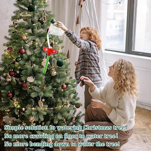 2Sets 47Inch Christmas Tree Watering Funnel, Wide Spout Christmas Tree Funnel Watering System with Green Stainless Steel Tubes Xmas Tree Watering Device Plant Watering Tool for Indoor Outdoor Plants