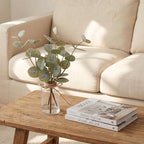 Muhanjia Artificial Eucalyptus Stems in Glass Vase with Faux Water,3Pcs Fake Plant with Double-Sided Green Leaves for Centerpiece(Double-Sided Green Eucalyptus)