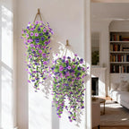 Artificial Hanging Flowers Plants for Outdoor Spring Summer Decoration, 2PCS Faux Silk Daisy UV Resistant Look Real for Outside Home Indoor Planter Porch Garden Yard Decor(Dark Orchid)