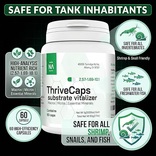 ThriveCaps Aquarium Root Cabs – Premium Root Fertilizer for Live Plants – Slow Release – Strong NPK + Micros – Safe for Shrimp & Snails – 60 Count