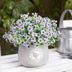 ATTGREAT Artificial Flowers Outdoor Faux Plants UV Resistant Fake Patio Flowers Plastic Greenery Plnats Outside Bulk for Spring Garden Hanging Planter Home Vase Decor, 12 Bundles (White)