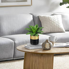 Briful Agave Artificial Wide Leaf Plant in Black and Gold Pot – 10.2” Tall Faux Greenery with Plastic Leaves & Pebble Base, Fake Plants for Indoor Table Decor, Desk, Shelf, Office or Bathroom