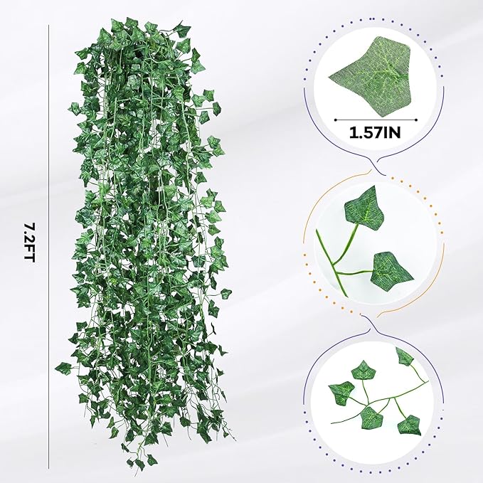 Fake Vines, 60 Pack 420 Feet Artificial Ivy Garland Vines for Bedroom Decor, Hanging Vines for Party Wedding Christmas Decoration,Fake Leaves for Outdoor Patio Garden