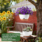 13-inch Oversized Hanging Planter Set of Two,Planters for Indoor and Outdoor Plants.Place Plant pots Across Diverse Settings Including windowsills,Living Room,and Gardens.White-Brown