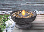 GOSSI Outdoor Water Fountain with Led Light Decorative Pedestal Bowl Design with River Stones Home Decoration, Modern Garden Fountain for Patio Decor