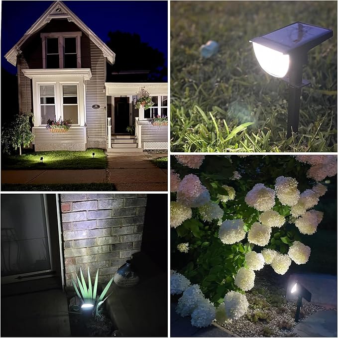 GKGG Solar Lights Outdoor Waterproof IP65, Solar Powered 76 LED 3 Lighting Modes Solar Spot Lights Outdoor for Yard Garden Landscape Pathway (Cool White, 6 Pack)