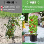 3 Sets Tomato Cages with 10-Gallon Sturdy Grow Bags, 48.5" Planter Support Trellis Pots Kit for Garden, Flowers Vegetable Cages for Cucumbers Eggplants Vertical Climbing Plants Vines