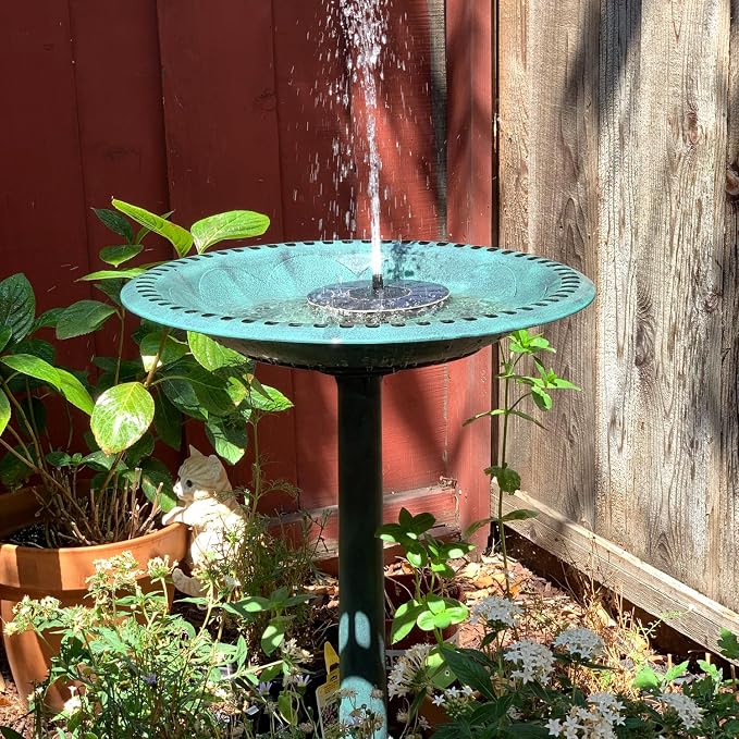 Bird Bath for Outside, Large 28 inch Tall Birdbaths for Outdoors with Solar Water Fountain, Plastic Retro Green Bird Baths Bowl for Outdoor Garden Lawn Yard Patio Hotel Landscape Decor - Wide 20"