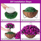 INXUGAO Artificial Hanging Flowers with Basket Outdoors, Fake Hydrangea UV Resistant Arrangements in Pot Planter Spring Summer Decor for Indoor Porch Garden Yard(Double Lotus)