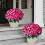 FOTEEWL 8 Bundles Artificial Hydrangea Flowers for Outdoor Decor, Realistic Faux Silk Bouquets Sun-Resistant Fake Plants for Front Door Balcony Farmhouse Garden Home Spring Summer Decor (Rose Red)