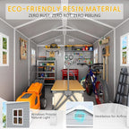 PIPLEO 8x10 FT Resin Outdoor Storage Shed with Floor, Plastic Garden Storage Shed with Lockable Door & Vent, All Weather Versatile Tool Shed for Backyard, Patio, Lawn, Cloud Gray