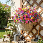 Alupssuc 48 Bundles Artificial Flowers for Outdoors Decoration, UV Resistant Silk Faux Floral Spring Fake Plastic Plants Greenery for Outside Indoor Home Yard Porch Window Box Decor(Upgrade 6 Colors)