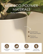 Bamworld Plant Pots Planters for Indoor Plants Flower Pots with Drainage Holes 5/6/7.5 Inch Set of 3 Plastic Planters for Outdoor Plants Garden Pots for Office Room Home Decor White