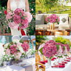 ZYTUYO 3 PCS Magenta Hydrangea Real Touch Artificial Flowers 21'' Latex Large Hydrangea with Long Stems for Wedding Table Centerpieces Indoor Kitchen Spring Home Decor Outdoor Porch