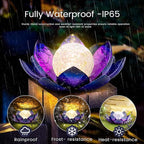 Huaxu Solar Lights Outdoor Decor, Purple Lotus Flower Light, Waterproof LED Crackle Globe Glass Lamp for Garden, Patio, Yard, Porch, Pathway, Ground, Tabletop Gifts for Mom,Women
