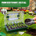joyhalo Seed Starter Tray with Grow Light, 2 Pack 80 Cells, Thicken Plant Starter Kit with Humidity Dome, Adjustable Brightness Germination Kit, Indoor Gardening Plant Trays for Seeds Growing