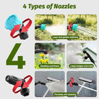 Battery Powered Sprayer Wand with 32.8FT Extended Hose, Electric Garden Sprayer with 3 Speeds & Battery Indicator, 4 Nozzles, 7.4V Portable Weed Sprayer for Lawn Care, Fertilizing, Watering